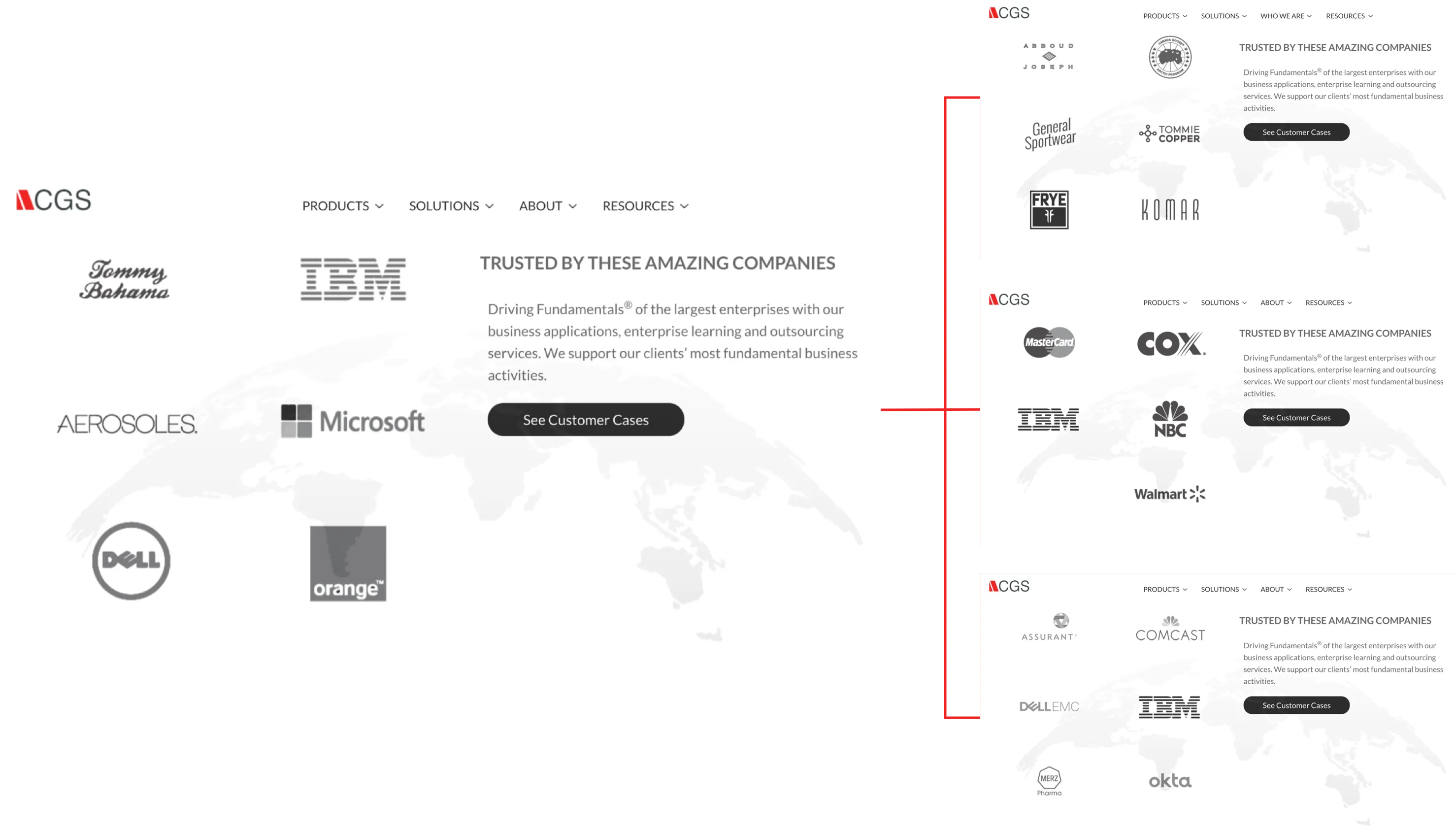 Original social proof with logos (left) vs. personalized social proof experiences (right)